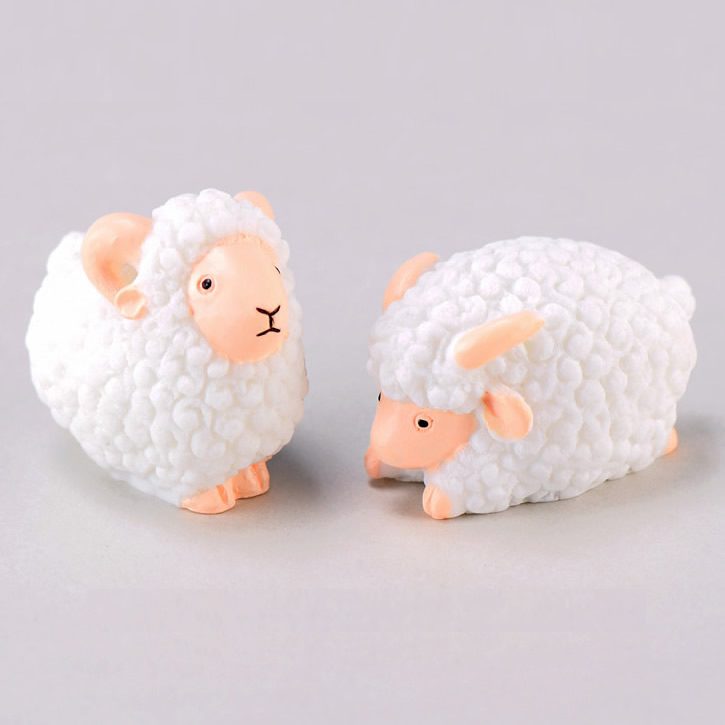 Mini Fairy Garden Animals Cute Resin Sheep Model Wholesale Fairy Garden Accessories Supplies Miniture Fairy Garden Ornament Small Artificial Christmas Goat Sheep Figurine Kids Gifts Terrarium Fairy Garden Kits Decoration Table Decor